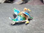 Vintage Silver and Enamel Flying Duck BROOCH - Retro, Kitsch - 4.8g