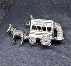 Vintage SilverHORSE DRAWN CARRIAGE Transport Charm - Bracelet - 3.3g