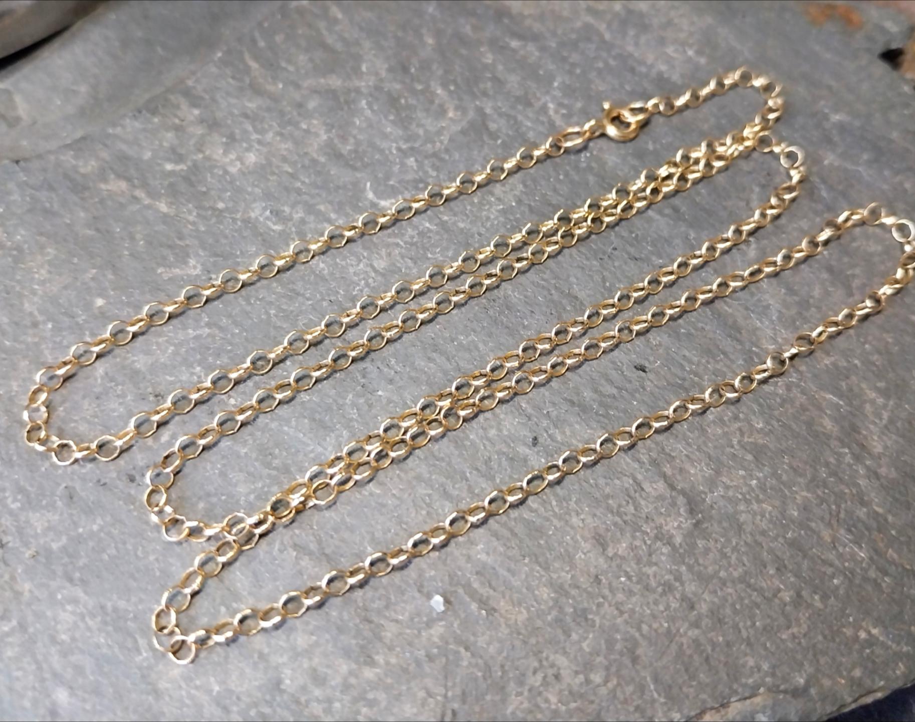 Vintage 9ct GOLD BELCHER Chain Necklace, 23" Long  Hallmarked - 3.1g