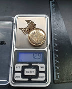 Large 9ct GOLD LOCKET - Circle with Tulip Flowers on 20" Chain - 12.9g