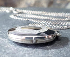 Vintage STERLING SILVER Oval Locket Necklace on 16" Chain - 3.4g