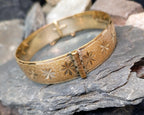 Vintage 9ct Rolled GOLD BANGLE Bracelet Wide with star pattern - 28.7g