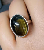 Tigers Eye RING Sterling Silver - Size uk J ( us 5) - 6.1g
