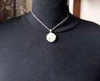 Vintage Georg Jensen SILVER LOCKET Necklace - Unusual Circle with 2 flowers on 16" Chain - 7g