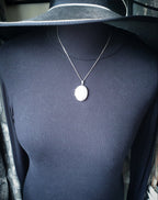 Large Oval SILVER LOCKET with Checker Board design on 18" Chain - 7.8g