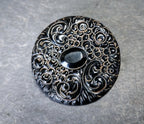 Antique Victorian Gutta Percha Brooch - Large circle Design - 6.2g