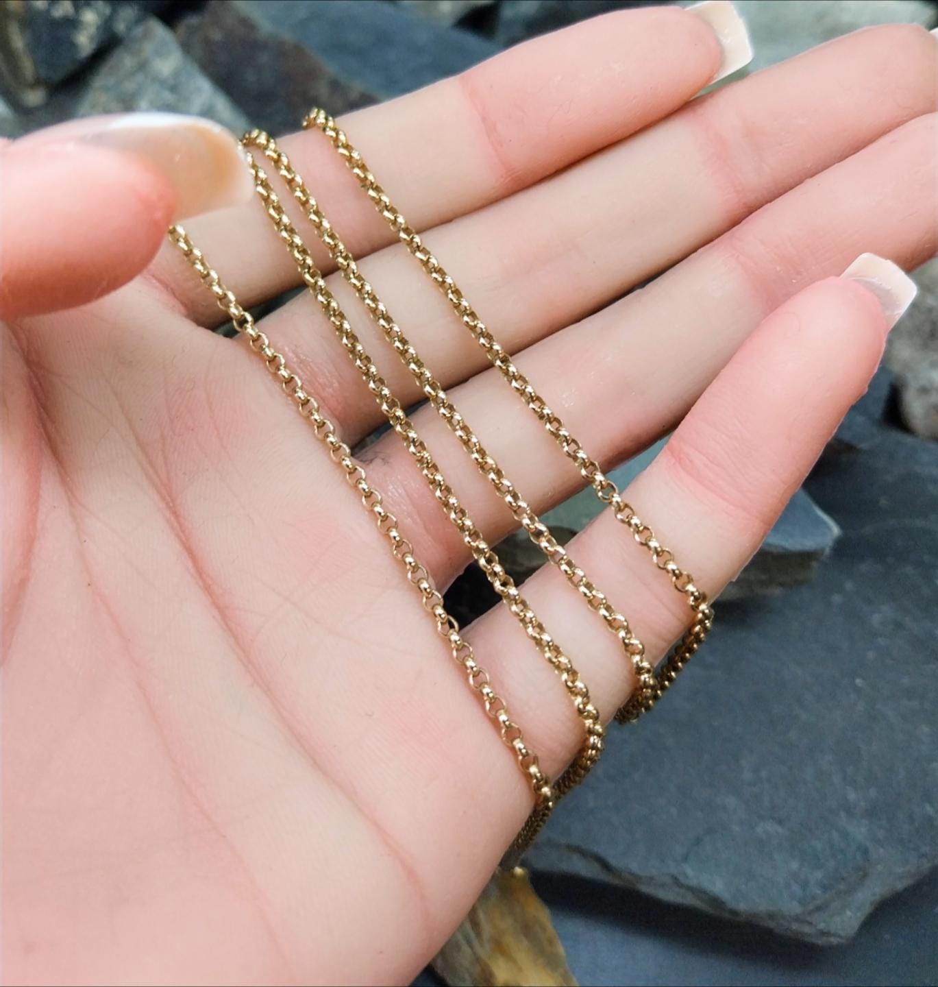 Vintage 9ct GOLD BELCHER Chain Necklace, 23" Long  Hallmarked - 6.8g