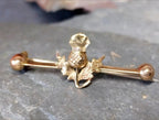 Antique 9ct Gold Thistle and Citrine Bar Brooch - 1.8g