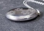 Vintage SILVER LOCKET - Oval with Four Flowers on 18" Chain - 4g