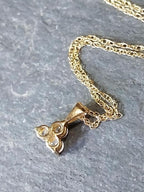 Vintage 9ct GOLD Shamrock Clover Pendant Necklace & Earrings - 2.5g