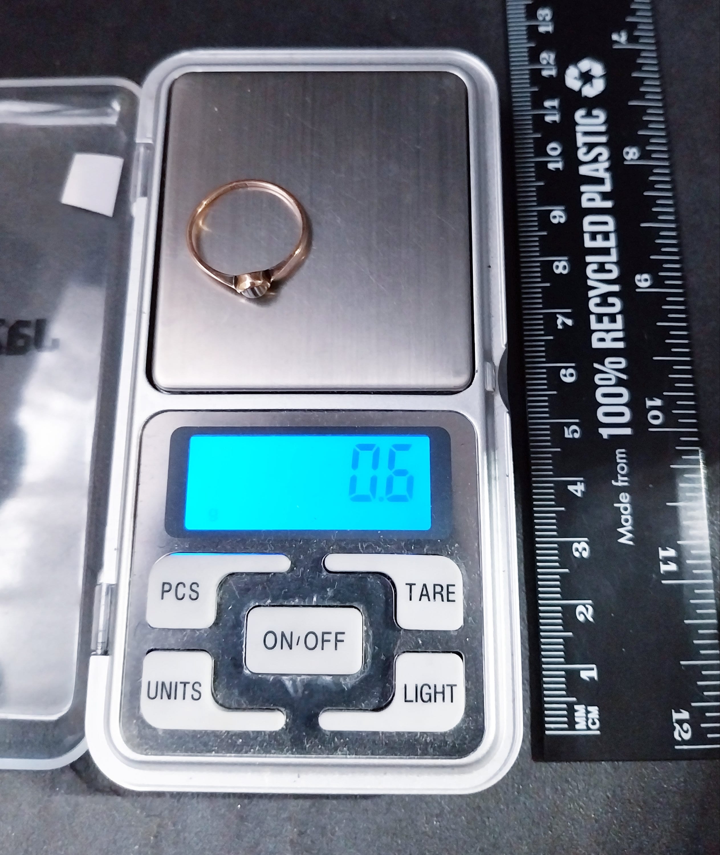 Antique Victorian 9ct Gold BANDED AGATE Ring - Size uk N (us 6.5) - 0.6g