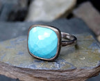 Vintage Sterling SILVER Turquoise Ring - Size uk N (us 7) - 4g