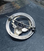 Vintage Silver STAG Brooch - with Purple Amethyst Stone - WBs - 8.2g