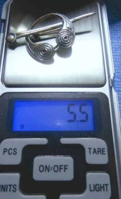 CELTIC PENANNULAR Brooch, - Viking Sterling Silver -  Shawl pin - 5.5g
