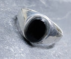 Vintage St SILVER Signet RING with Black ONYX Stone - uk size O (us 7) - 3.4g