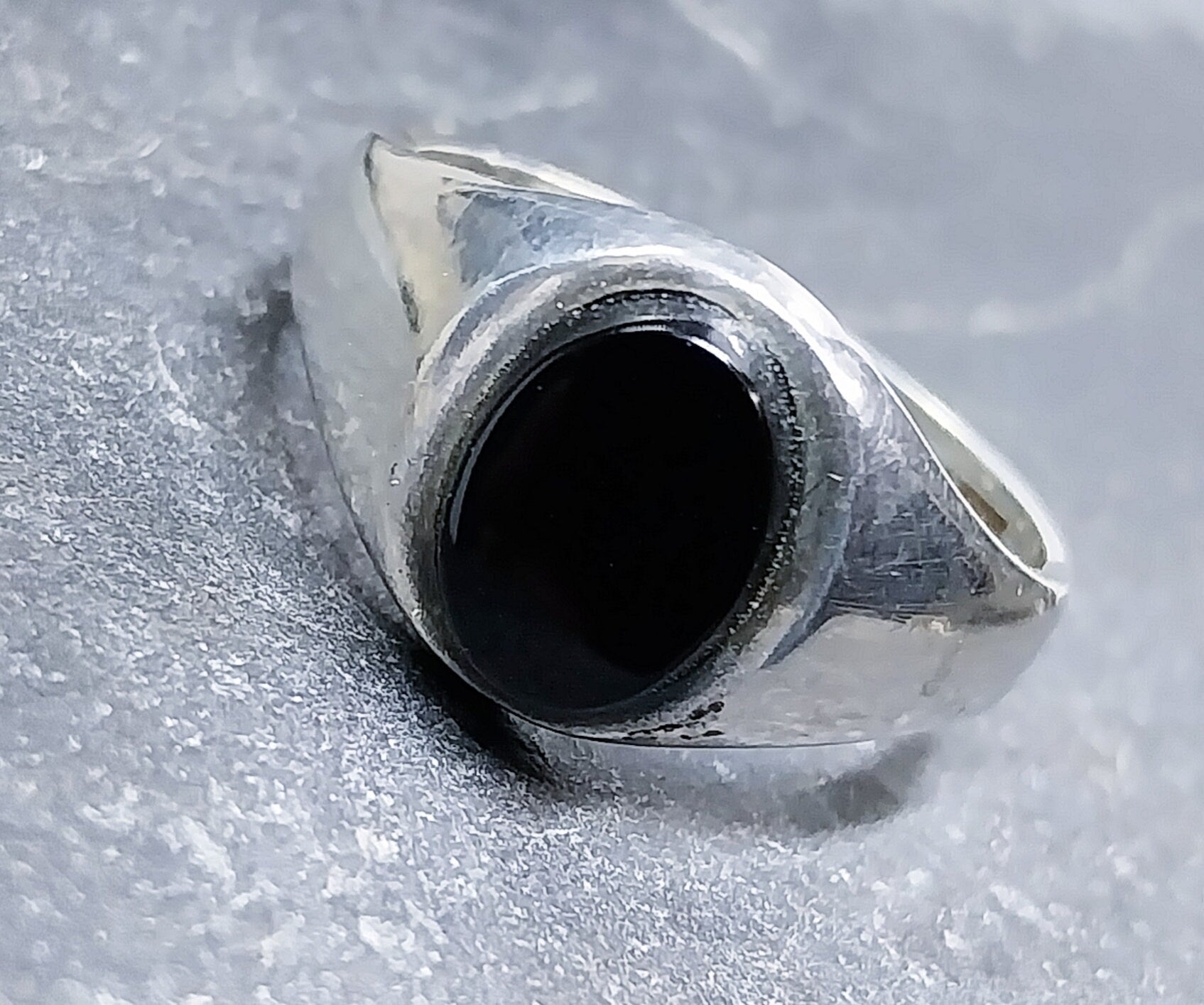 Vintage St SILVER Signet RING with Black ONYX Stone - uk size O (us 7) - 3.4g