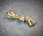 Antique VICTORIAN Branch BROOCH with three leaf clover - 2.1g