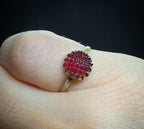 Antique Cranberry Glass Gilt RING - Small Size uk H (us 4)