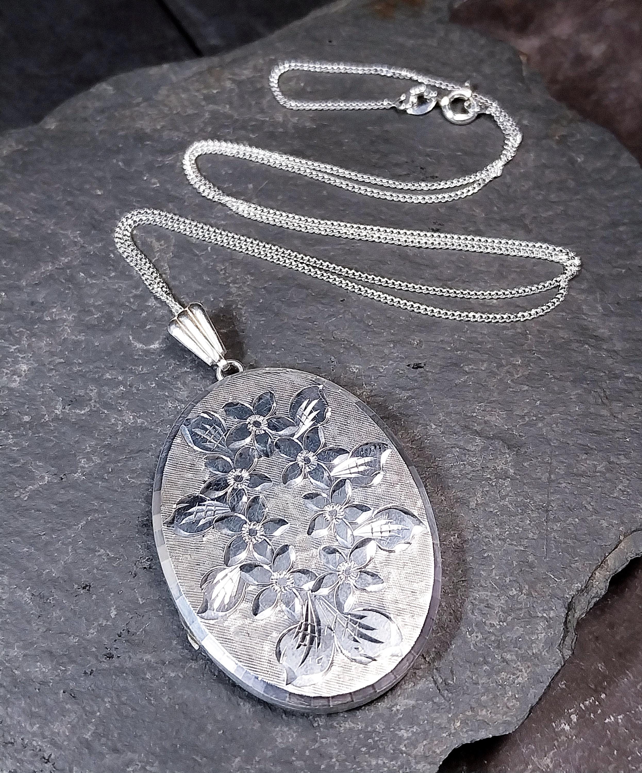 Huge Georg Jensen SILVER LOCKET Necklace, 7 Flowers on  20" Chain - 16.7g