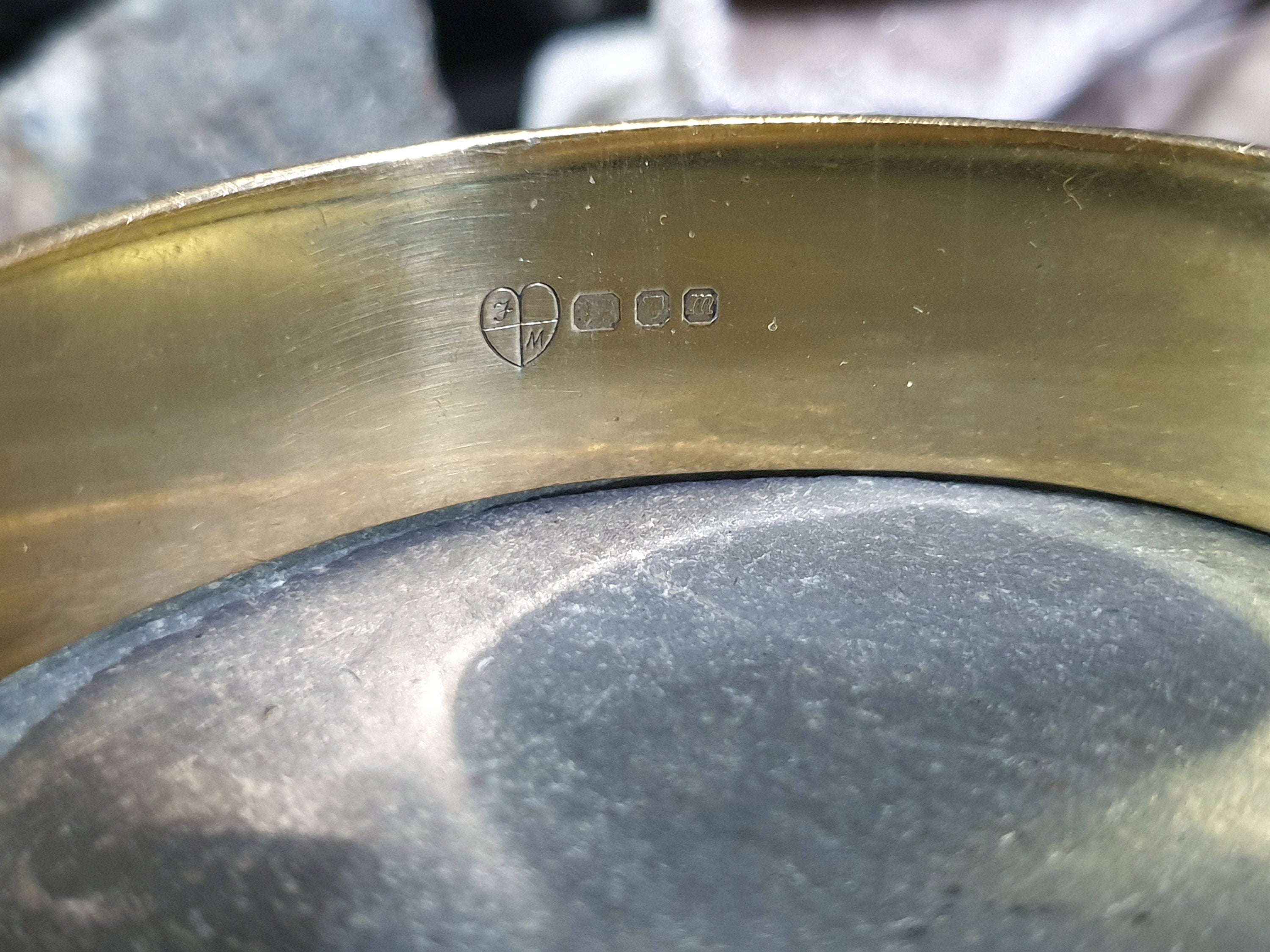 Vintage 22ct Gold on Sterling SILVER BANGLE Bracelet - 1967 - 39.2g