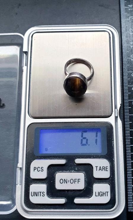Tigers Eye RING Sterling Silver - Size uk J ( us 5) - 6.1g