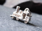 SILVER STEAM TRAIN Charm - Miniature Vintage model - 2.7g