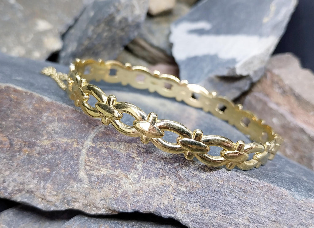 Vintage Rolled Gold BANGLE Bracelet Buckle Design - 12.5g