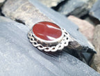 Vintage Sterling Silver Vibrant red Carnelian Brooch - 5.6g
