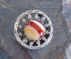 Robert Allison BROOCH - Striped Agate Scottish Silver Hallmarked c.1961 - 8.5g