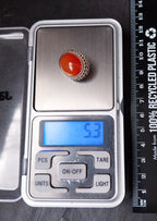 Vintage Sterling Silver Carnelian Brooch -  5.3g