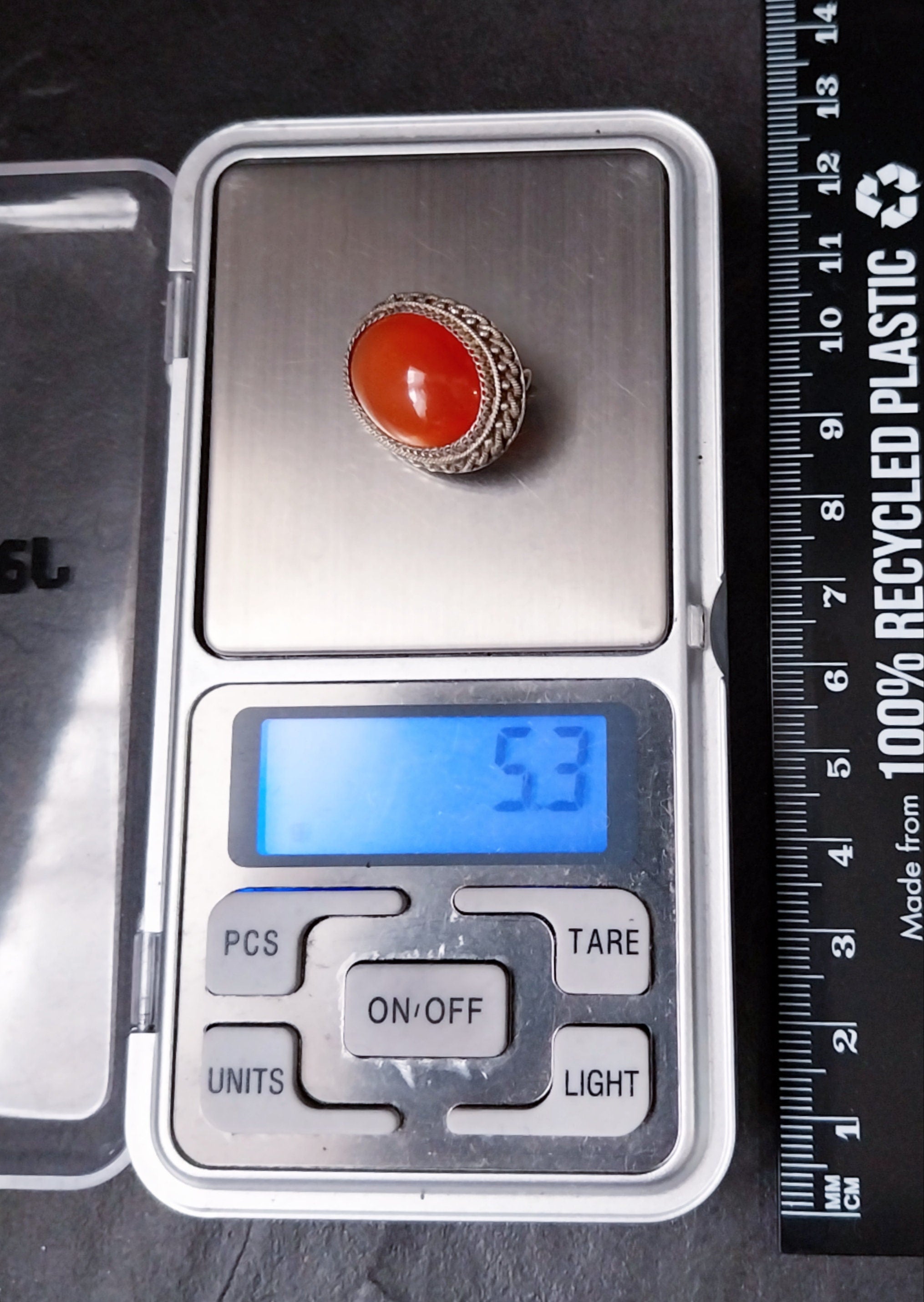 Vintage Sterling Silver Carnelian Brooch -  5.3g