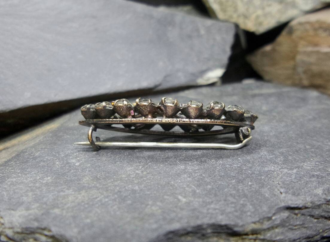 VICTORIAN PASTE STONE Brooch - Sweetheart, Songbird with Rose Gold Front 5.5g