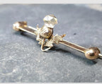 Antique 9ct Gold Thistle and Citrine Bar Brooch - 1.8g
