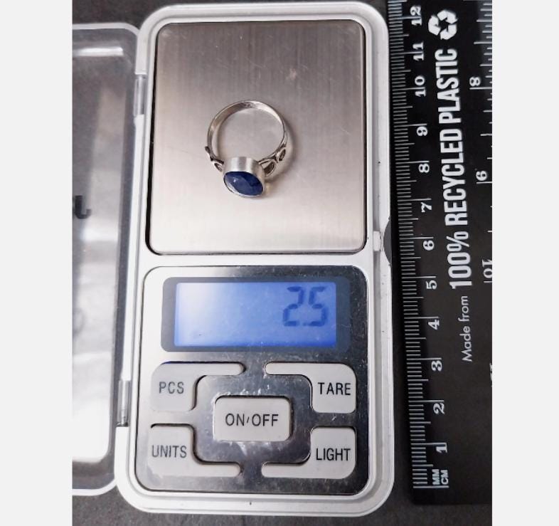 Vintage SILVER RING with Blue Lapis Lazuli Gemstone Size N (us 7) - 2.5g