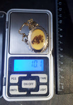 Large 9ct GOLD OVAL LOCKET Necklace - Basset Hound Dog Portrait on 18" chain - 10.1g