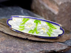 Antique Georgian Enamel BROOCH - White Lillies on Sterling Silver - c 1787 - 5.3g