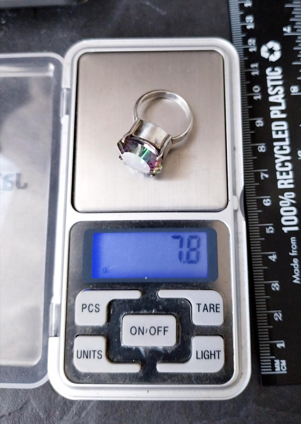 Sterling SILVER Mystic Topaz Rainbow Ring - Size uk M (us 7) - 7.8g