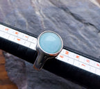 Georg Jensen Blue Chalcedony RING - Sterling Silver MOONSTONE Sphere - size L (5.5) - 8.3g