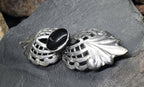 Vintage SILVER & ONYX BROOCH - Winged Design - 9.9g