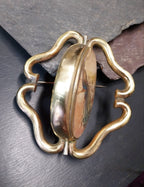 Victorian Large SWIVEL LOCKET BROOCH with Banded Agate & Peacock Panels - 31.5g