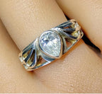 Sterling Silver Ring with clear stone - uk size N 1/2 (Us size 7) - 4.9g