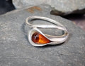 Vintage AMBER Sterling Silver Ring - Lily - uk size O (7.25) - 2.2g