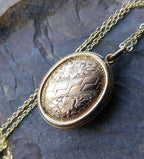 Antique Rolled Gold LOCKET NECKLACE - Black Enamel Buckle on 18" Chain - 10.3g