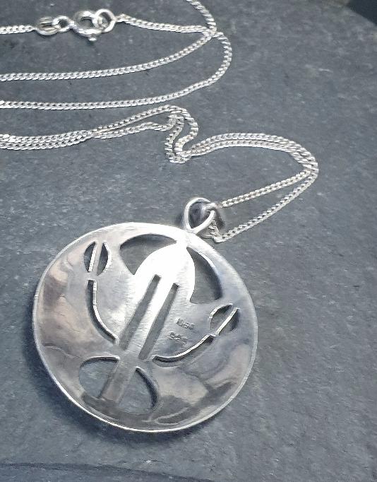 Vintage Large KIT HEATH Necklace Pendant - Sterling Silver 18" - 8.5g