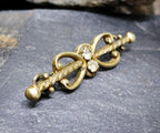 Victorian BOW BROOCH - pinchbeck with Paste Stone - 3.3g