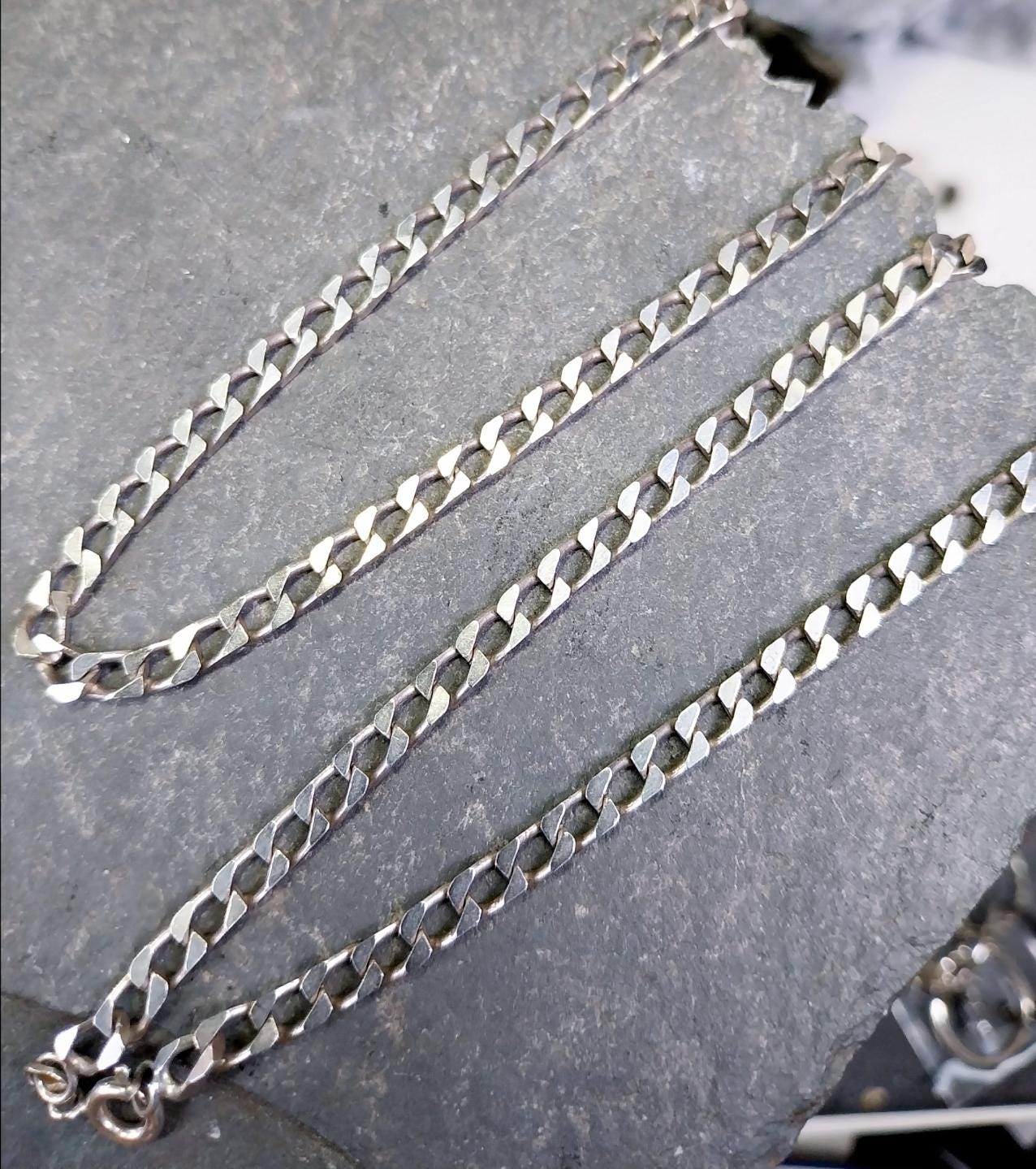 STERLING SILVER Curb Link Chain Necklace - 20" Long - 13.3g