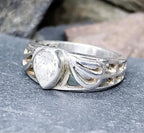 Sterling Silver Ring with clear stone - uk size N 1/2 (Us size 7) - 4.9g