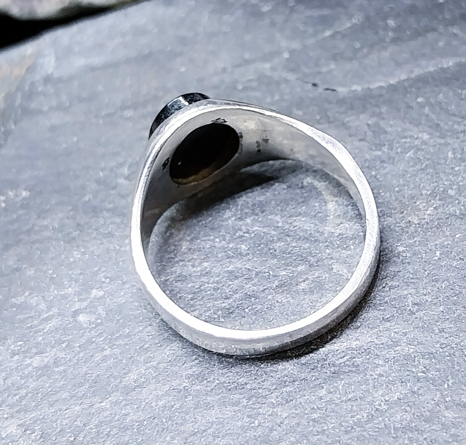 Vintage St SILVER Signet RING with Black ONYX Stone - uk size O (us 7) - 3.4g