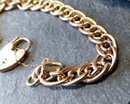 Antique 9ct Rose GOLD MULTI-LINK Bracelet & Heart Padlock Clasp - 13.4g