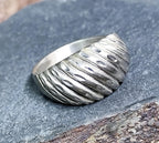 Vintage Sterling Silver Weave Dome RING - Size uk N 1/2 ( us 7) - 4.3g